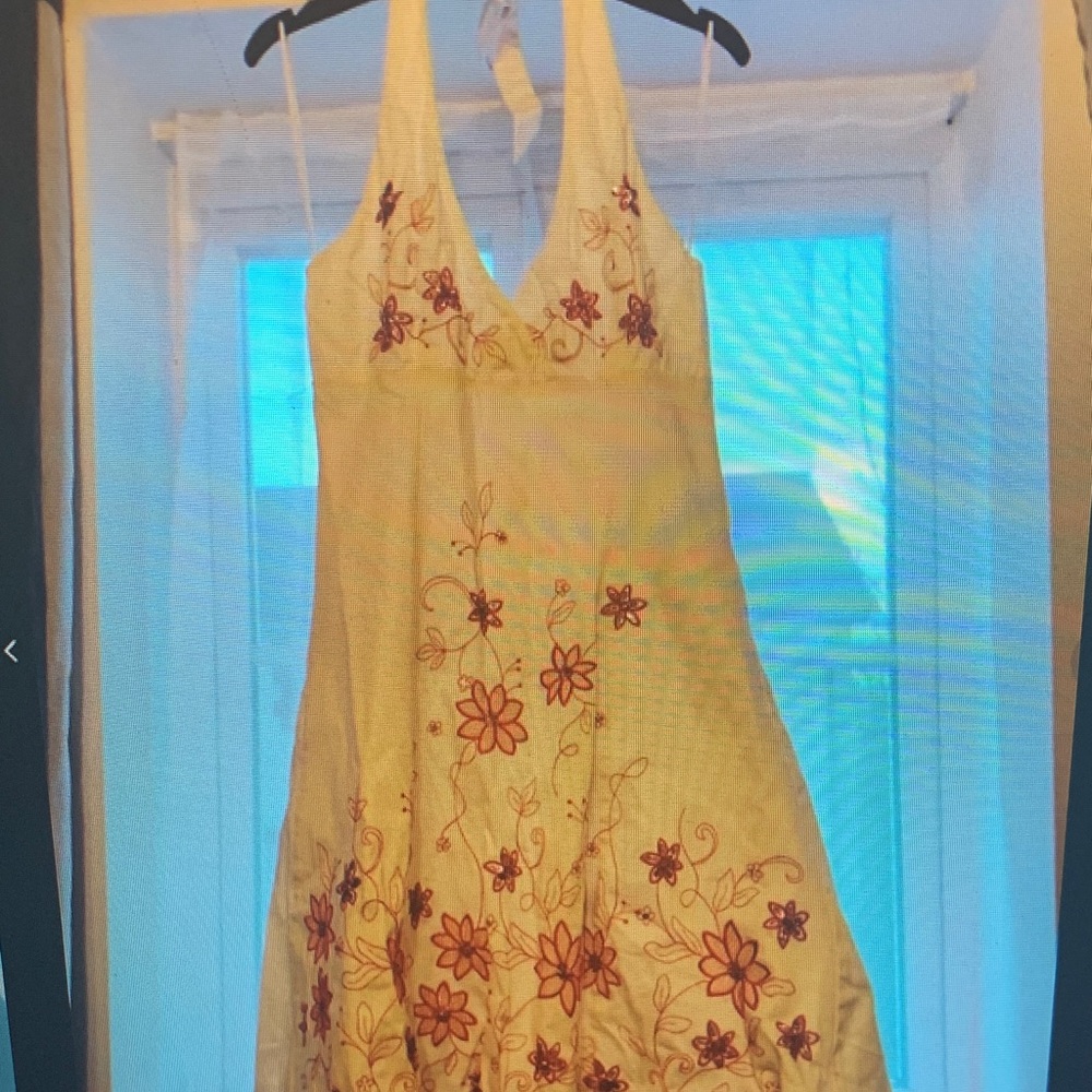 Zara White and Red Floral Mini Dress